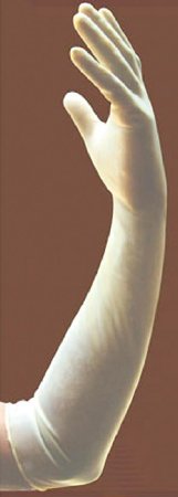 Picture of Surgical Glove DermAssist® Elbow Length Size 6.5 Sterile Pair Latex Extended Cuff Length Fully Textured White Not Chemo Approved141650