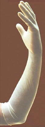 Picture of Surgical Glove DermAssist® Elbow Length Size 6.5 Sterile Pair Latex Extended Cuff Length Fully Textured White Not Chemo Approved141650