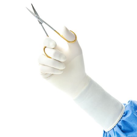 Picture of Surgical Glove ENCORE® Size 7.5 Sterile Pair Latex Standard Cuff Length Smooth White Not Chemo Approved45575