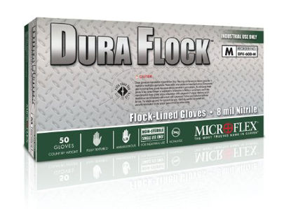 Picture of Utility Glove Dura Flock™ Medium Flock Lined Green 10.6 Inch Beaded Cuff NonSterileDFK-608-M