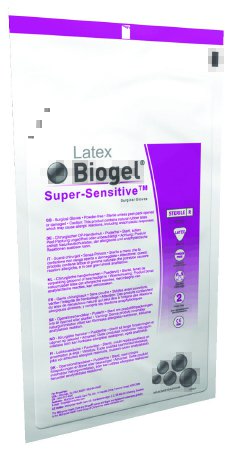 Picture of Surgical Glove Biogel® Super-Sensitive™ Size 6.5 Sterile Pair Latex Extended Cuff Length Smooth Straw Not Chemo Approved82565