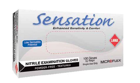 Picture of Exam Glove High Five® Sensation® X-Large NonSterile Nitrile Standard Cuff Length Textured Fingertips Blue Not Chemo ApprovedN734