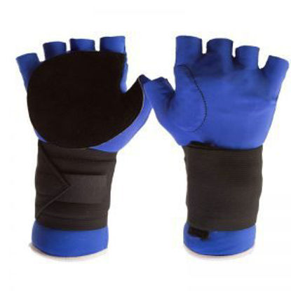 Picture of Impact Glove with Wrist Support IMPACTO® Half Finger Small Blue Right HandER509-R-SML