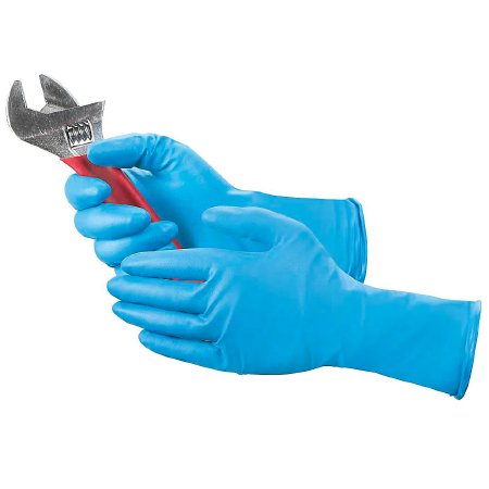 Picture of Chemical Protection Glove Uline Super Duty X-Large Nitrile Blue 12 Inch Beaded Cuff NonSterileS-21622-X