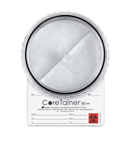 Picture of Biopsy Container CoreTainer® 3-1/2 Inch Diameter Polystyrene Leak-resistant Cap Biohazard Symbol / Patient Information NonSterile303
