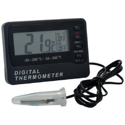 Picture of Digital Block Heater Thermometer with Alarm Celsius -58° to +158°F (-50° to +70°C) Bottle Probe Battery OperatedACC801BLC