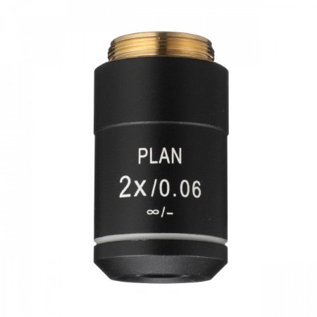 Picture of Achromat Objective Lens 2X Plan, N.A. 0.06, 5.3 mm Working Distance For use with 3000-LED, EXC-350 and 3000 Series Microscopes00-3172-PL
