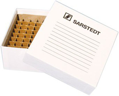 Picture of Cryo Storage Box Sarstedt 2-3/16 X 5-5/16 X 5-5/16 Inch White Laminated Cardboard 25 Slide Capacity95.064.982