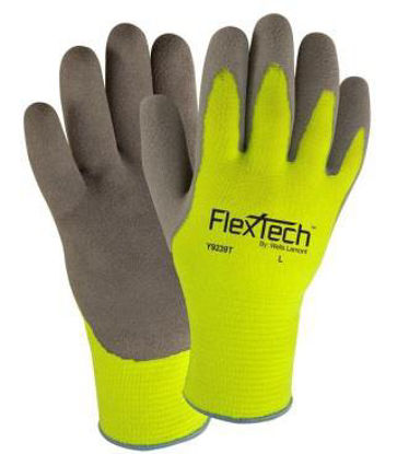 Picture of Utility Glove FlexTech™ 2X-Large Fleece / Latex / Synthetic Knit Yellow / Gray Knit Cuff NonSterileY9239TXXL