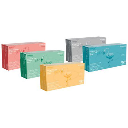 Picture of Exam Glove Ventyv™ Ultra 3.5 CORAL (FLAMINGO) X-Large NonSterile Nitrile Standard Cuff Length Textured Fingertips Coral Not Chemo Approved10337106