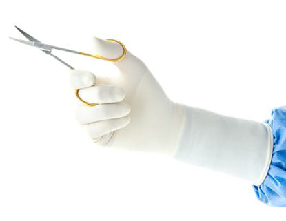 Picture of Surgical Glove ENCORE® Perry® Style 42® PF Size 8 Sterile Pair Latex Extended Cuff Length Smooth White Not Chemo Approved45380