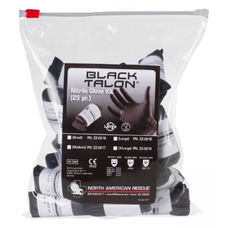 Picture of Exam Glove Black Talon® Medium NonSterile Nitrile Extended Cuff Length Fully Textured Black Not Chemo ApprovedZZ-0217