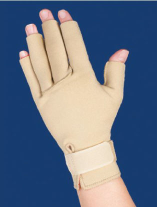 Picture of Arthritis Glove Thermoskin® Open Finger Large Over-the-Wrist Hand Specific Pair Fabric / Trioxon081599927