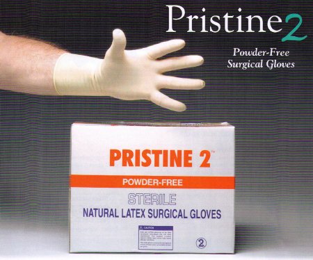 Picture of Surgical Glove Pristine 2 Size 9 Sterile Pair Latex Standard Cuff Length Smooth Ivory Not Chemo ApprovedWP9.0
