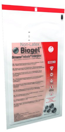 Picture of Surgical Glove Biogel® Skinsense™ Indicator® Underglove Size 9 Sterile Pair Polyisoprene Extended Cuff Length Smooth Blue Not Chemo Approved40690