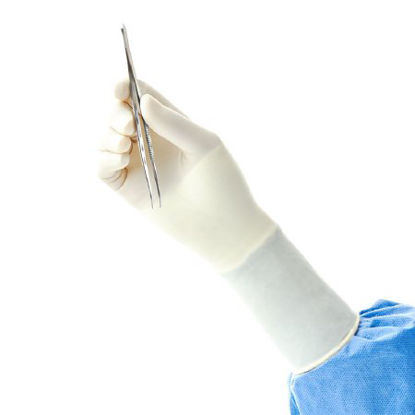 Picture of Surgical Glove ENCORE® Size 7.5 Sterile Pair Latex Extended Cuff Length Fully Textured White Chemo Tested45775