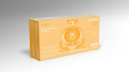 Picture of Exam Glove Ventyv™ Plus 5.0 KANGAROO X-Small NonSterile Nitrile Standard Cuff Length Textured Fingertips Blue Chemo Tested10333103