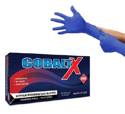 Picture of Exam Glove Cobalt® X Large NonSterile Nitrile Standard Cuff Length Fully Textured Blue Not Chemo ApprovedN213