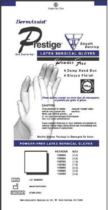 Picture of Surgical Glove DermAssist® Prestige® DHD Size 9 Sterile Pair Latex Extended Cuff Length Smooth Ivory Not Chemo Approved139900