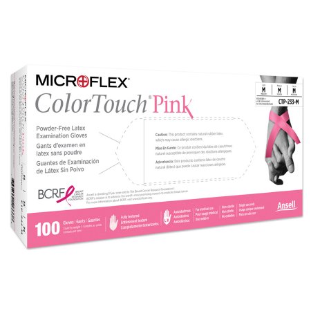 Picture of Exam Glove ColorTouch® Pink Medium NonSterile Latex Standard Cuff Length Fully Textured Pink Not Chemo ApprovedCTP-233-M