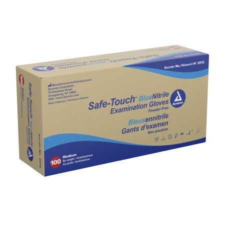 Picture of Exam Glove Safe-Touch™ Medium NonSterile Nitrile Standard Cuff Length Textured Fingertips Blue Not Chemo Approved2512