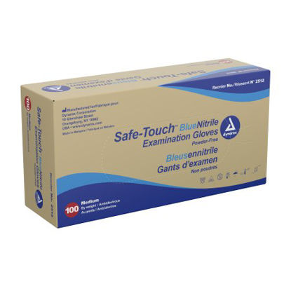 Picture of Exam Glove Safe-Touch™ Medium NonSterile Nitrile Standard Cuff Length Textured Fingertips Blue Not Chemo Approved2512