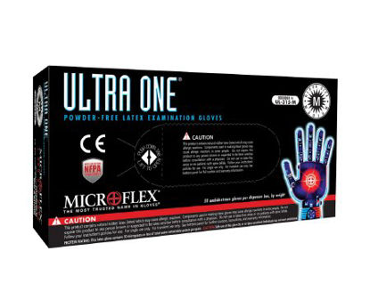 Picture of Exam Glove Ultra One® Medium NonSterile Latex Extended Cuff Length Textured Fingertips White Not Chemo ApprovedUL-315-M