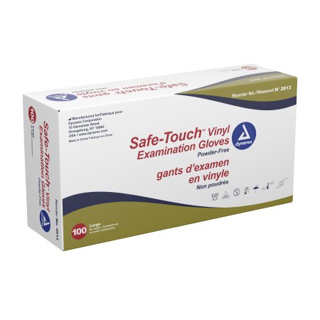 Picture of Exam Glove Safe-Touch™ Large NonSterile Vinyl Standard Cuff Length Smooth Clear Not Chemo Approved2613