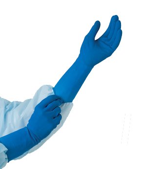 Picture of Exam Glove TidiShield® X-Large NonSterile Latex Extended Cuff Length Textured Fingertips Blue Not Chemo ApprovedBS0480-15