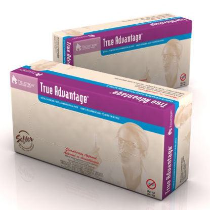 Picture of Exam Glove True Advantage® Large NonSterile Nitrile Standard Cuff Length Fully Textured Blue Chemo Tested6504