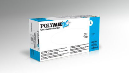 Picture of Exam Glove Polymed® TLC Large NonSterile Latex Standard Cuff Length Fully Textured White Not Chemo Approved10121102