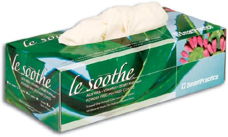 Picture of Exam Glove Le Soothe® X-Large NonSterile Latex Standard Cuff Length Fully Textured Natural Not Chemo Approved44015N