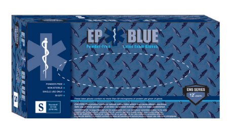 Picture of Exam Glove DermAssist® EP Blue™ 2X-Large NonSterile Latex Extended Cuff Length Fully Textured Blue Chemo Tested181400