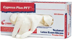 Picture of Exam Glove Cypress Plus® PFT X-Large NonSterile Latex Standard Cuff Length Fully Textured Ivory Not Chemo Approved23-98