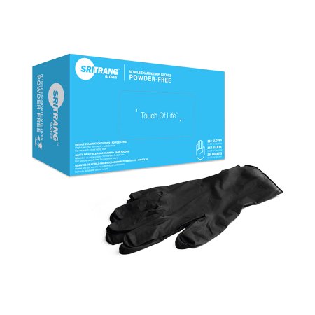 Picture of Exam Glove Touch of Life™ Medium NonSterile Nitrile Textured Fingertips Black Chemo Tested7027154