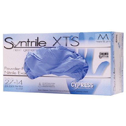 Picture of Exam Glove Syntrile® XTS Medium NonSterile Nitrile Standard Cuff Length Textured Fingertips Blue Chemo Tested27-14