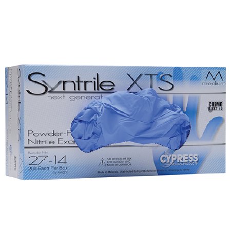 Picture of Exam Glove Syntrile® XTS Small NonSterile Nitrile Standard Cuff Length Textured Fingertips Blue Chemo Tested27-12