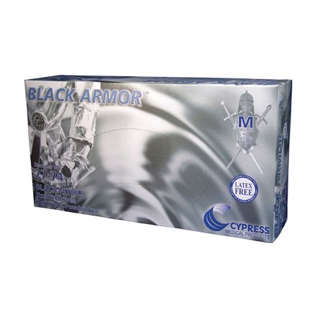 Picture of Exam Glove BLACK ARMOR® Medium NonSterile Nitrile Standard Cuff Length Fully Textured Black Not Chemo Approved27-74