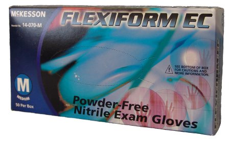 Picture of Exam Glove McKesson FLEXIFORM™ EC Medium NonSterile Nitrile Extended Cuff Length Textured Fingertips Blue Chemo Tested14-070-M
