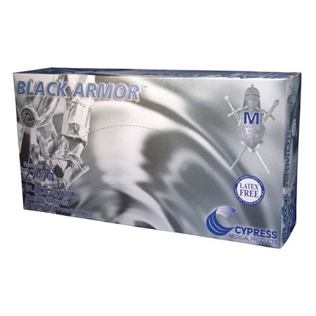 Picture of Exam Glove BLACK ARMOR® Large NonSterile Nitrile Standard Cuff Length Fully Textured Black Not Chemo Approved27-76