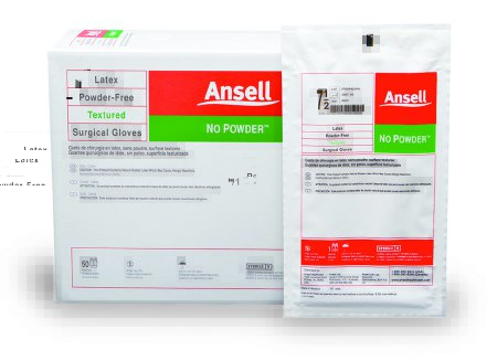 Picture of Surgical Glove No Powder™ Size 6 Sterile Pair Latex Extended Cuff Length Fully Textured Ivory Not Chemo Approved8602