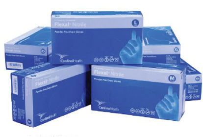 Picture of Exam Glove FLEXAL™ Feel Medium NonSterile Nitrile Standard Cuff Length Textured Fingertips Blue Not Chemo Approved88TT22M