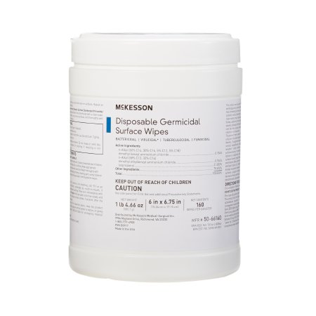 Picture of McKesson Surface Disinfectant Premoistened Wipe 160 Count Canister Disposable Alcohol Scent NonSterile50-66160