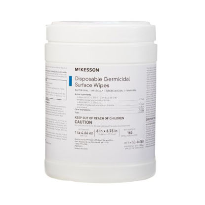 Picture of McKesson Surface Disinfectant Premoistened Wipe 160 Count Canister Disposable Alcohol Scent NonSterile50-66160