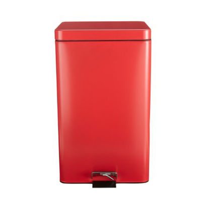 Picture of Trash Can with Plastic Liner McKesson 32 Quart Square Red Steel Step On81-35267