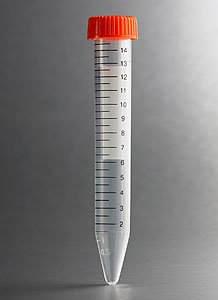 Picture of Corning® CentriStar Centrifuge Tube Conical Bottom Plain 17 X 119 mm 15 mL Orange Screw Cap Polypropylene Tube0553859A