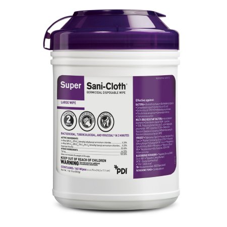 Picture of Super Sani-Cloth® Surface Disinfectant Premoistened Germicidal Wipe 160 Count Canister Disposable Alcohol Scent NonSterileQ55172