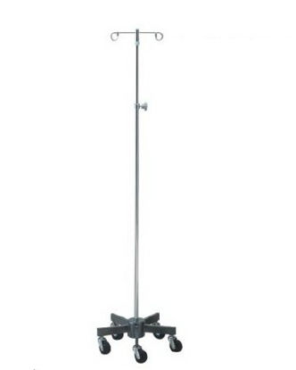 Picture of Infusion Pump Stand Ram Horn Hook 2-Hook 5 Legs, 3 Inch Rubber Wheel, Ball Bearing Casters, 16 Inch Base Diameter43416-2