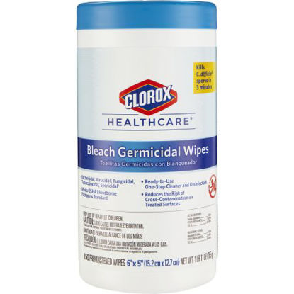 Picture of Clorox Healthcare® Bleach Germicidal Surface Disinfectant Cleaner Premoistened Wipe 150 Count Canister Disposable Floral Scent NonSterile30577CT