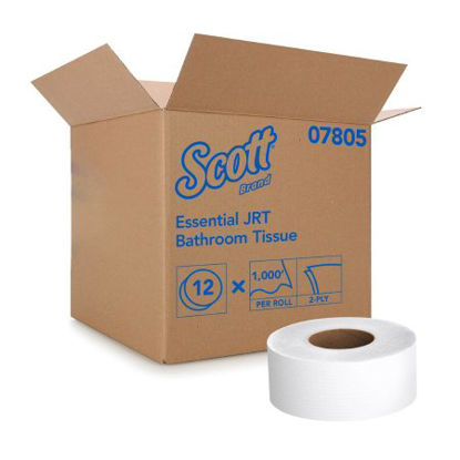 Picture of Toilet Tissue Scott® Essential JRT White 2-Ply Jumbo Size Cored Roll Continuous Sheet 3-11/20 Inch X 1000 Foot07805